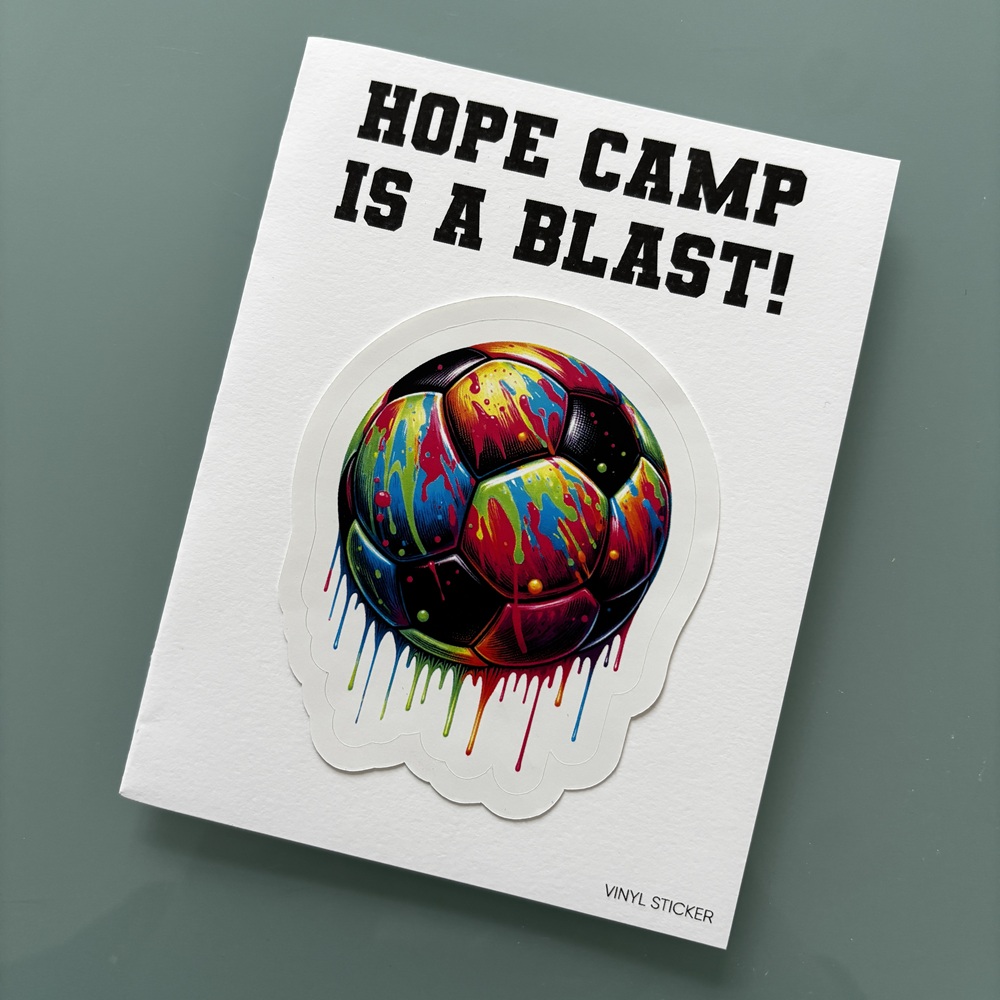 STICKER FOLDED NOTECARD-DRIPPY SOCCER BALL